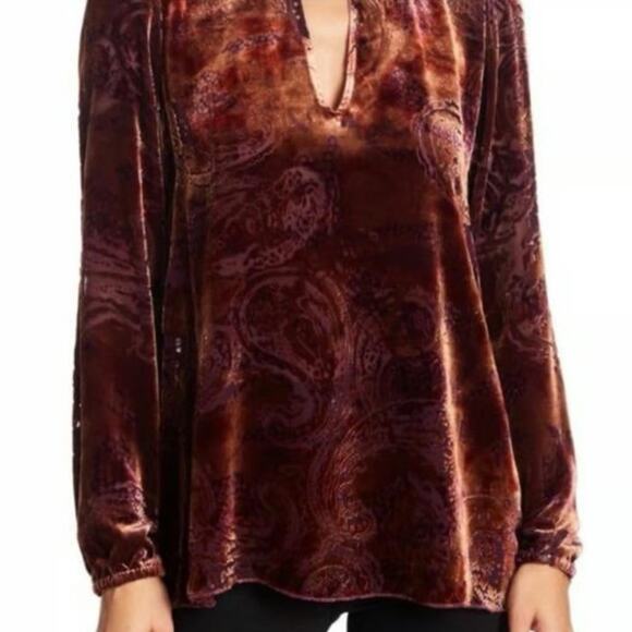 Johnny Was Venetian Keyhole Velvet Blouse - Picture 1 of 7